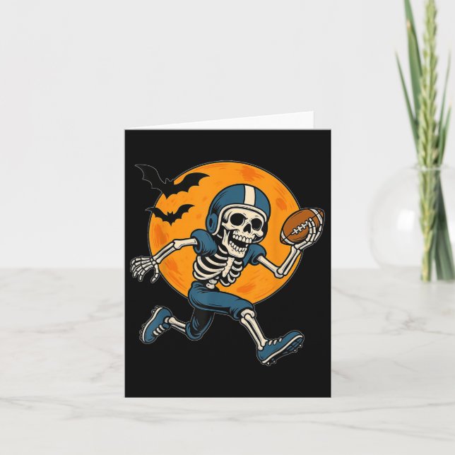 Cartão Fantasia desportiva de Halloween Skeleton de futeb (Frente)
