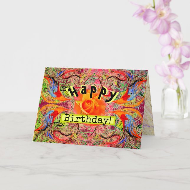 Cartão Fantasia vitoriana Rosa Orange personalizável (Orquídea)