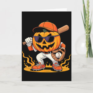 Cartão Fantasias de beisebol assustadoras de Halloween pa