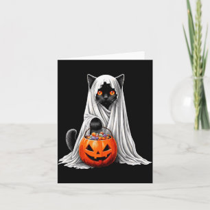 Cartão Fantasias de Gato Preto Fantasma de Abóbora de Hal