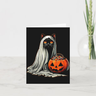 Cartão Fantasias de Gato Preto Fantasma de Halloween Abób
