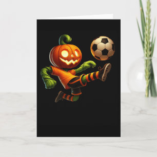 Cartão Fantasias de Halloween de Futebol de Abóbora para