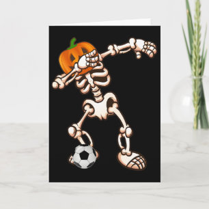 Cartão Fantasias de Halloween de Futebol Esqueleto Abóbor