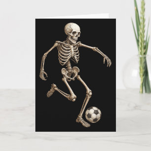Cartão Fantasias de Halloween de Futebol Esqueleto Retro