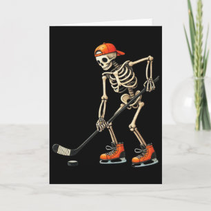 Cartão Fantasias de Halloween de Hóquei no Gelo Esqueleto