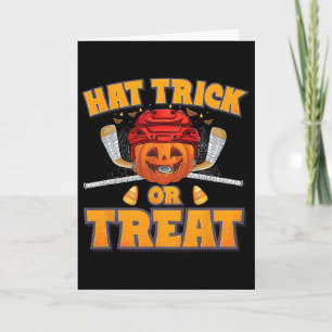 Cartão Fantasias de Halloween de jogador de hóquei no gel