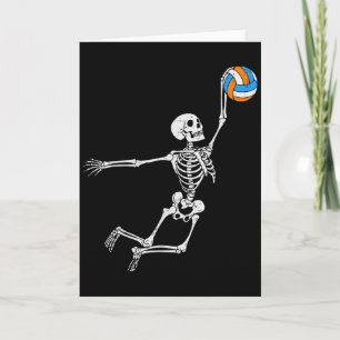 Cartão Fantasias de Halloween de Volei de Esqueleto para