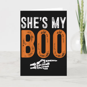 Cartão Fantasias de Halloween Ela é Meu Boo Casal Combina