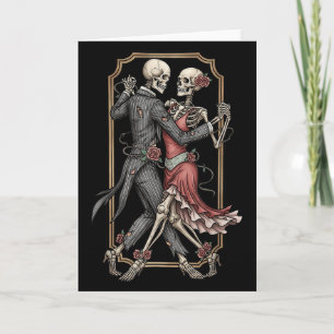 Cartão Fantasias de Halloween Tango Esqueleto Dançarinos 