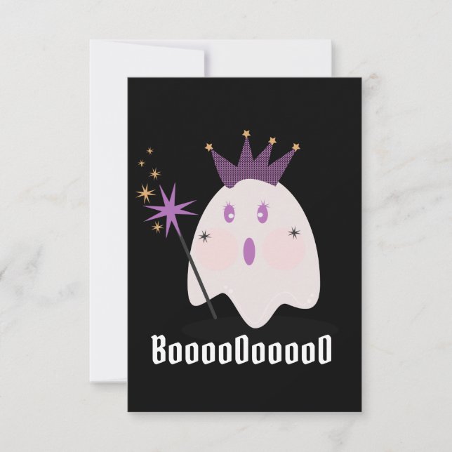 Cartão Fantasiosa Princesa Fantasma de Halloween Booooooo (Frente)