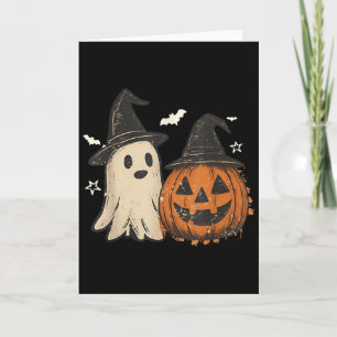 Cartão Fantasma Assustador Abóbora Floral Pré-Halloween A