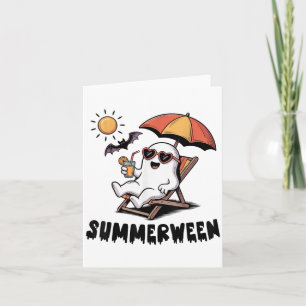 Cartão Fantasma Assustador Fofo do Summerween Com Vibraçõ