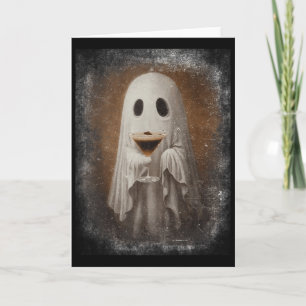 Cartão Fantasma Bebendo Espresso Martini Halloween Assust