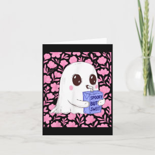 Cartão Fantasma Bonita E Doce Com Halloween Floral