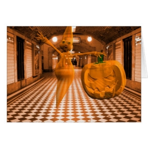 Cartão Fantasma Bonito Com Abóbora
