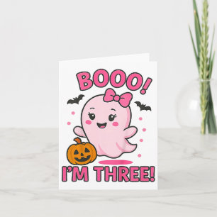 Cartão Fantasma Boo Eu sou aniversário de 3 anos Toddler
