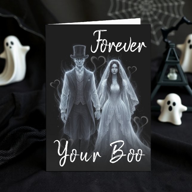 Cartão Fantasma Boo Gothic Marido Esposa Halloween Aniver (Ghost Boo Gothic Husband Wife Halloween Birthday Card
)