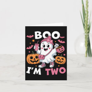 Cartão Fantasma Boo, sou duas crianças segundos aniversár