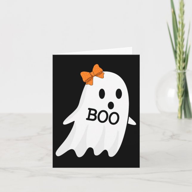 Cartão Fantasma Com Arco Boo Halloween Figurume Para Meni (Frente)