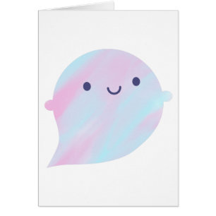 Cartão Fantasma da Aquarela de Kawaii (unicórnio)