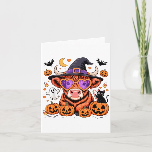 Cartão Fantasma de Abóbora de Doces do Halloween da Vaca  (Frente)