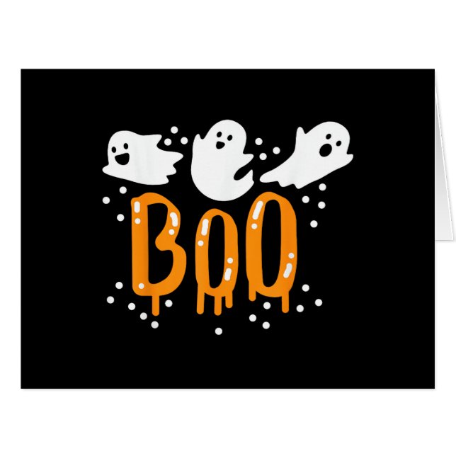 Cartão Fantasma de Halloween Boo Fofo (Frente horizontal)