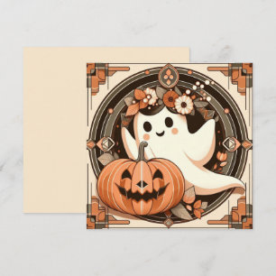 Cartão Fantasma de Halloween e Jack-o'lantern Assustador