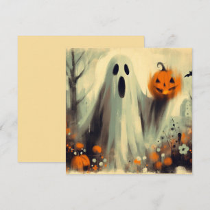 Cartão Fantasma de Halloween e Jack-o'lantern Assustador