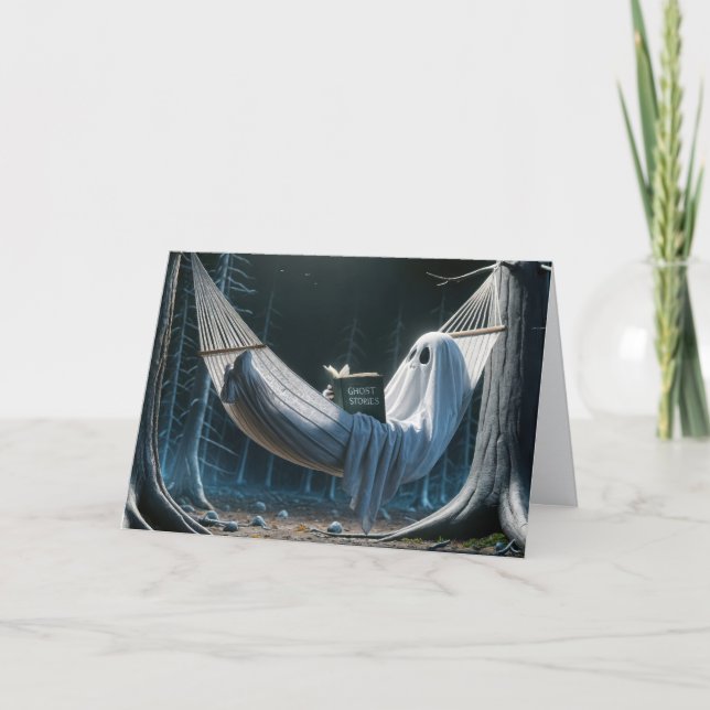 Cartão Fantasma de Halloween em um Hammock (Frente)