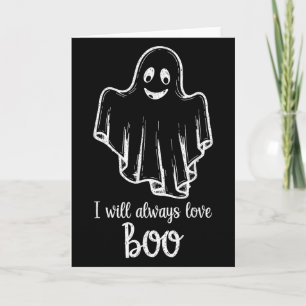 Cartão Fantasma de Halloween Eu Sempre Amarei Boo