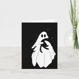 Cartão Fantasma de Halloween Fofo Segurando Três Gatos Pr
