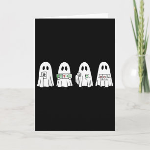 Cartão Fantasma de Halloween Jogando Mahjong Soky Season