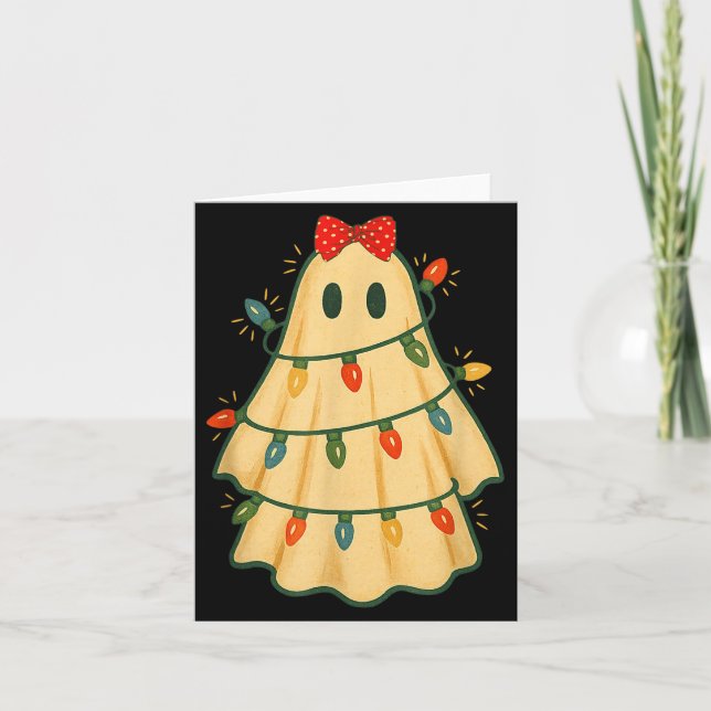 Cartão Fantasma de Natal Iluminado Fofo Presente Divertid (Frente)