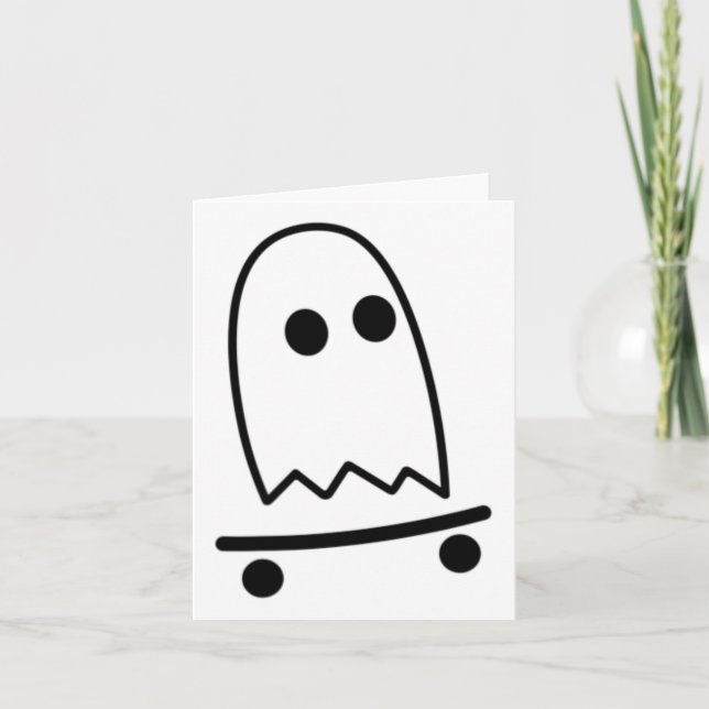 Cartão Fantasma de Skateboard Lazy Halloween Diversão Ska (Frente)