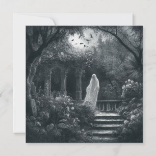 Cartão Fantasma de Spooky no Gótico de Garden Graveyard V