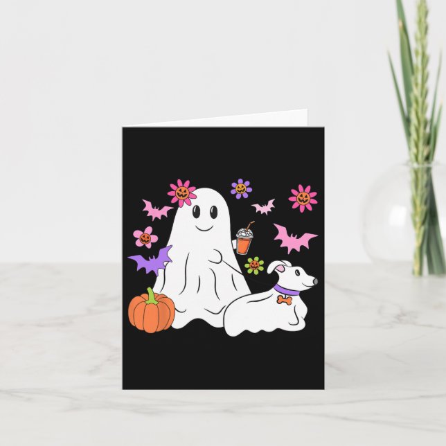 Cartão Fantasma Engraçado Andando Cachorro Spooky Ghost C (Frente)