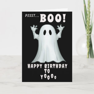Cartão Fantasma fantasma retro negro halloween Aniversári