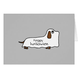 Cartão Fantasma feliz engraçado o Dia das Bruxas do cão