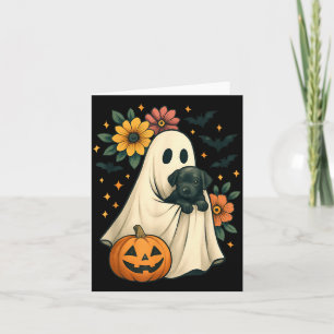 Cartão Fantasma Floral Cachorro Preto Coquette Halloween