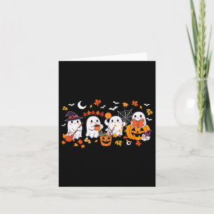 Cartão Fantasma Fofo Bebendo Café Halloween Fantasma Outo