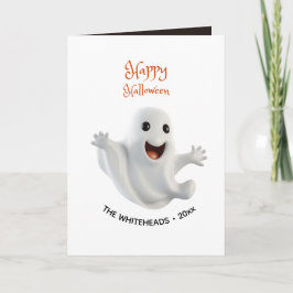 Cartão Fantasma Fofo de Halloween Assustador