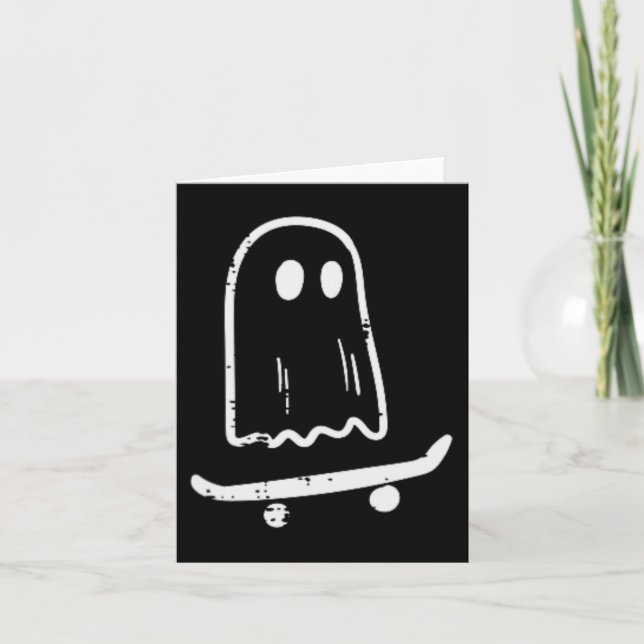 Cartão Fantasma No Skateboard Retro Halloween Costume Bo (Frente)