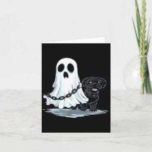 Cartão Fantasma segurando cachorrinho traje engraçado de