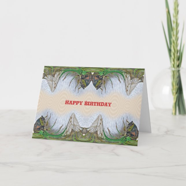 Cartão Fantasmagórica Cicada Birthday (Frente)