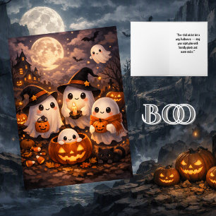 Cartão Fantasmagórico Halloween de Fantasmas Lindos