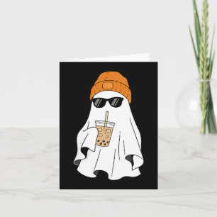 Cartão Fantasmas Bebendo Café Gelado Fantasia de Hallowee