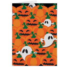 Cartão Fantasmas de Abóbora de Halloween Assombrados