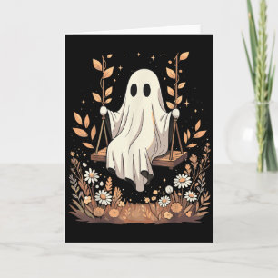 Cartão Fantasmas de Halloween Floral de Outono