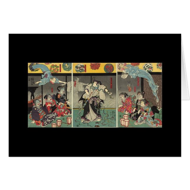 Cartão Fantasmas do samurai e cobras de combate C. 1850 (Frente Horizontal)