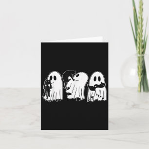 Cartão Fantasmas engraçados segurando gatos negros no Hal